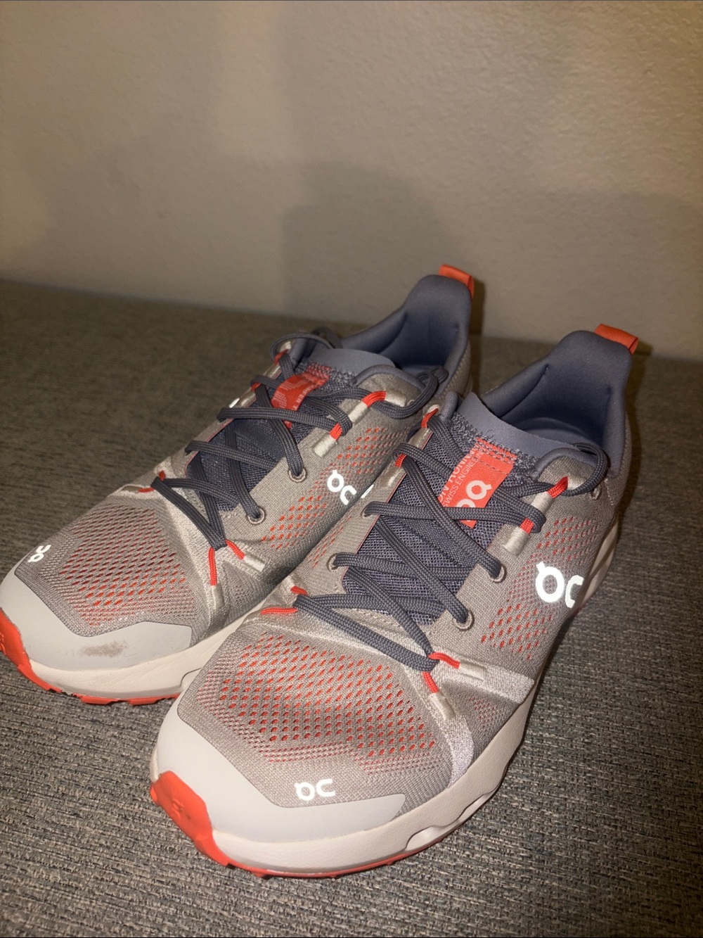 On Running Women's Gray and Orange Athletic Shoes